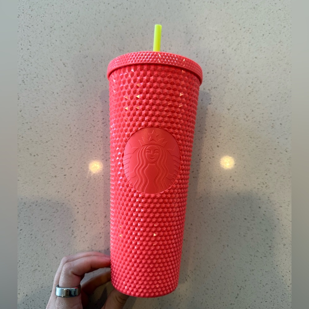 Starbucks Textured Tumbler with Straw - Coral Pink